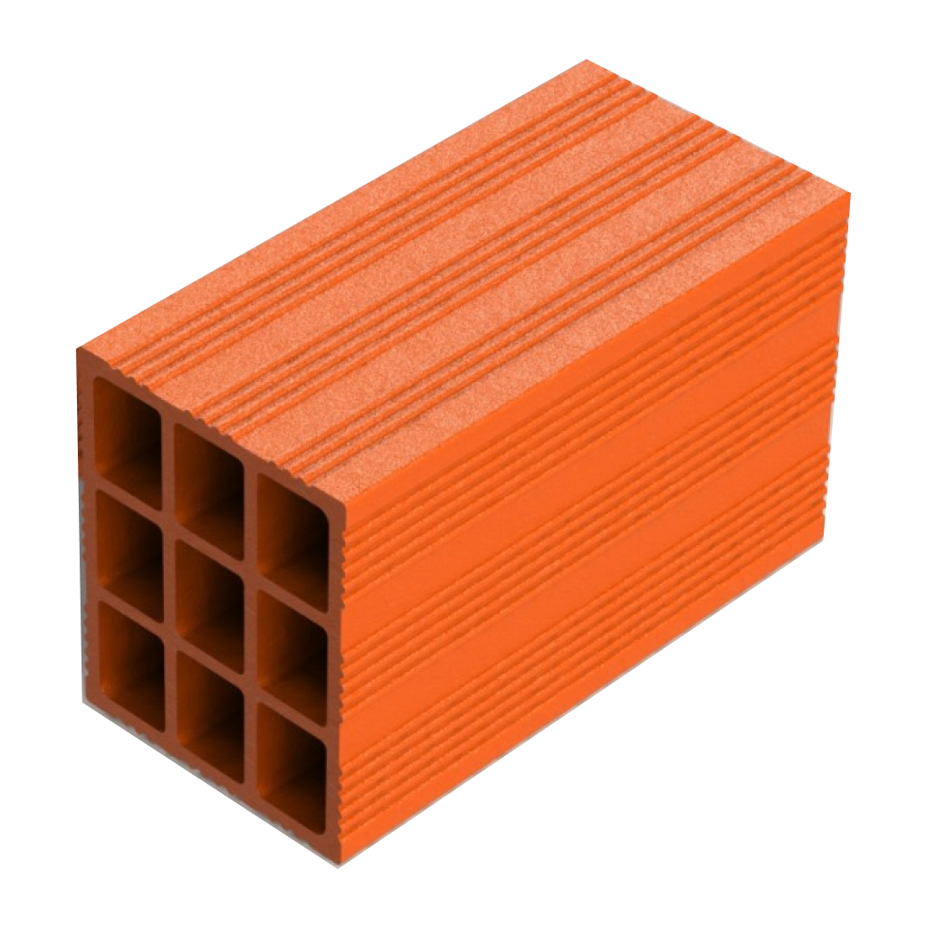 Imagem de um bloco cerâmico 11,5x14x24 - 9 furos